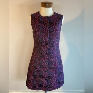 Floral Mini Dress Sleeveless Shift Dress Purple Black Size 4 Dark Academia